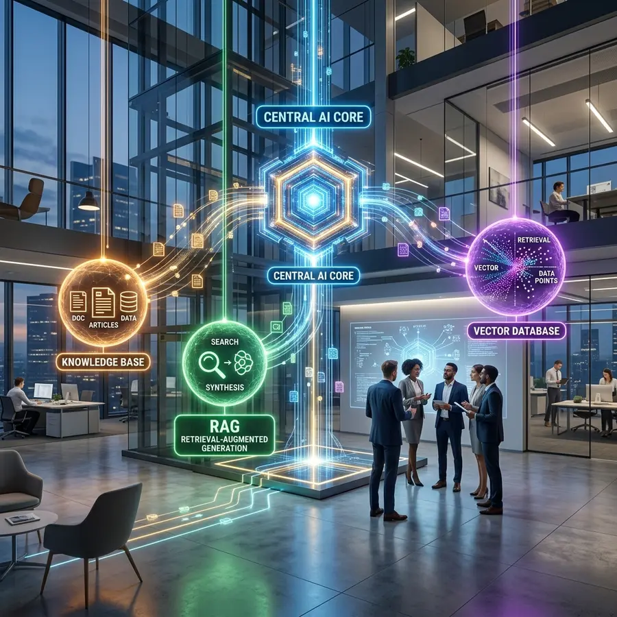 Diagram แสดงโครงสร้าง Event-driven AI Workflow และการทำงานของ n8n ร่วมกับ OpenAI