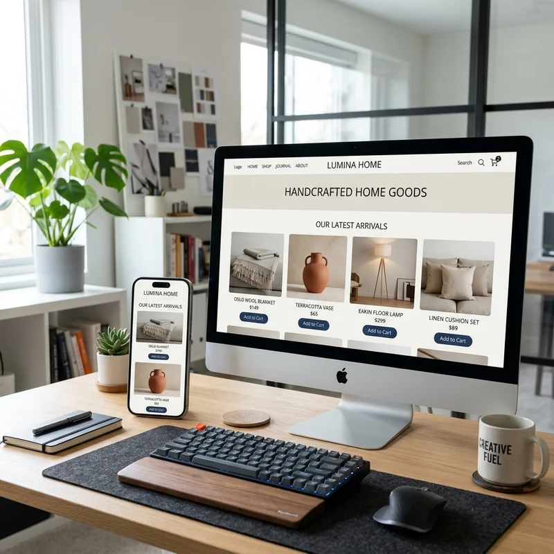 หน้าจอแสดงผลเว็บไซต์ E-commerce ที่สวยงามและพร้อมใช้งาน
