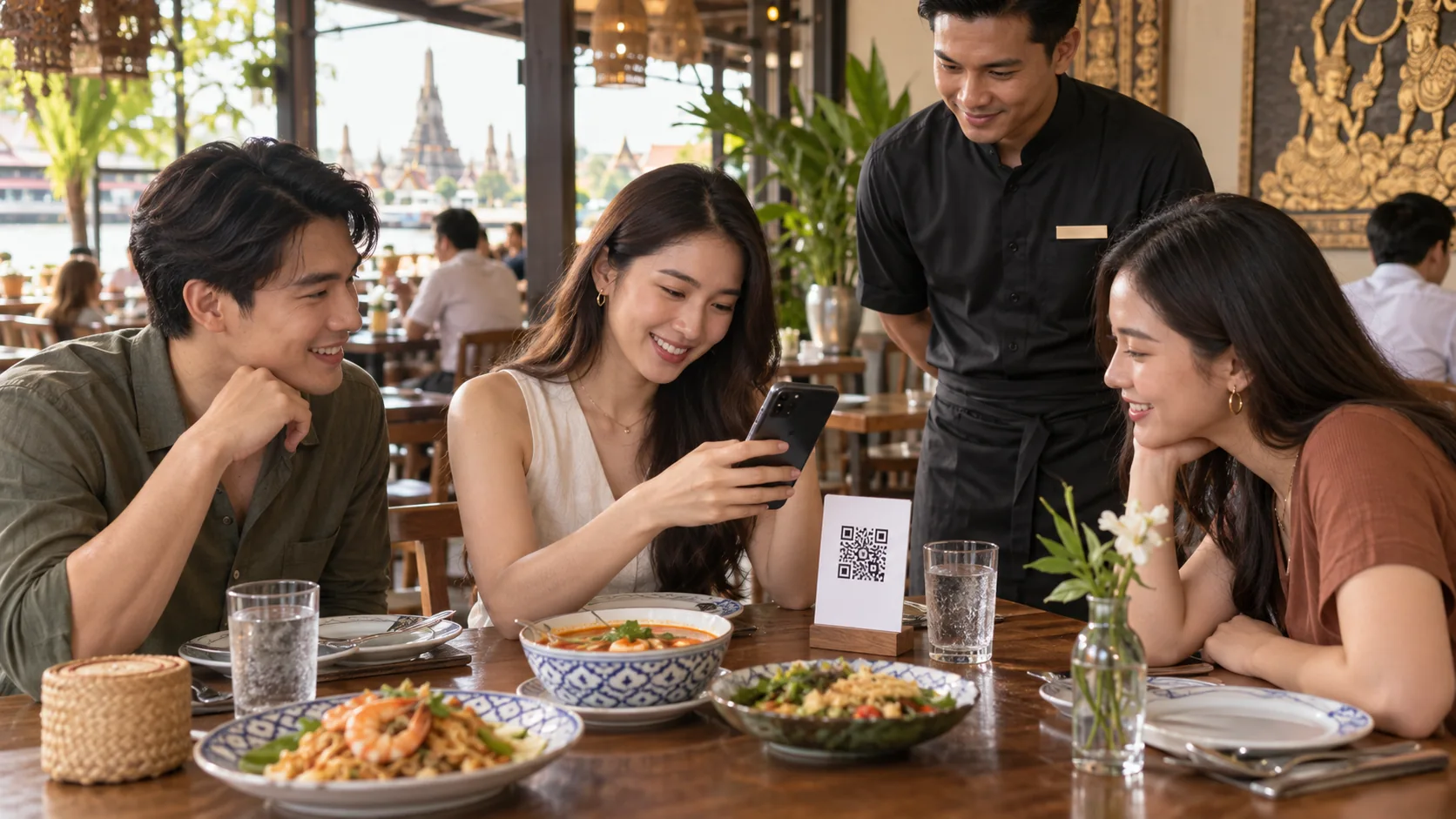 QR Ordering — ภาพประกอบงานหน้าร้านและการใช้งาน POS