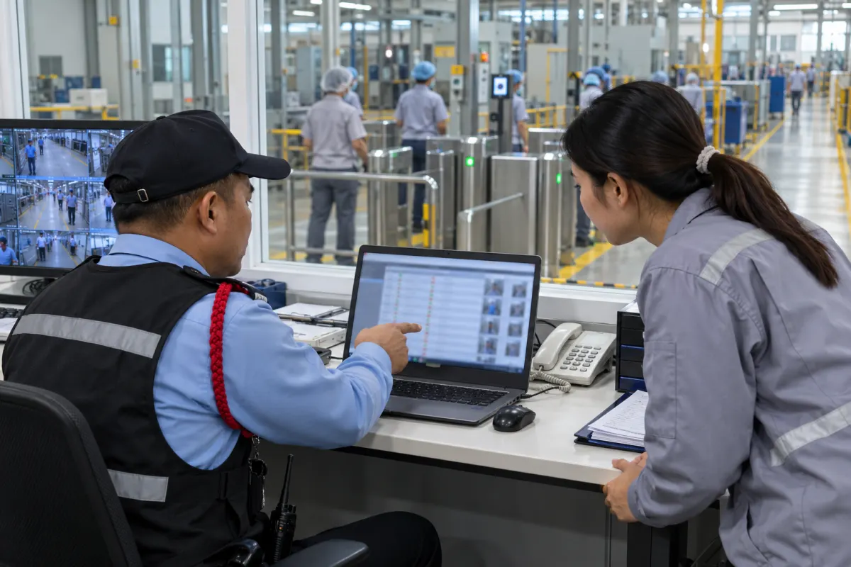 Access Control โรงงาน เจ้าหน้าที่ตรวจเหตุการณ์เข้าออก
