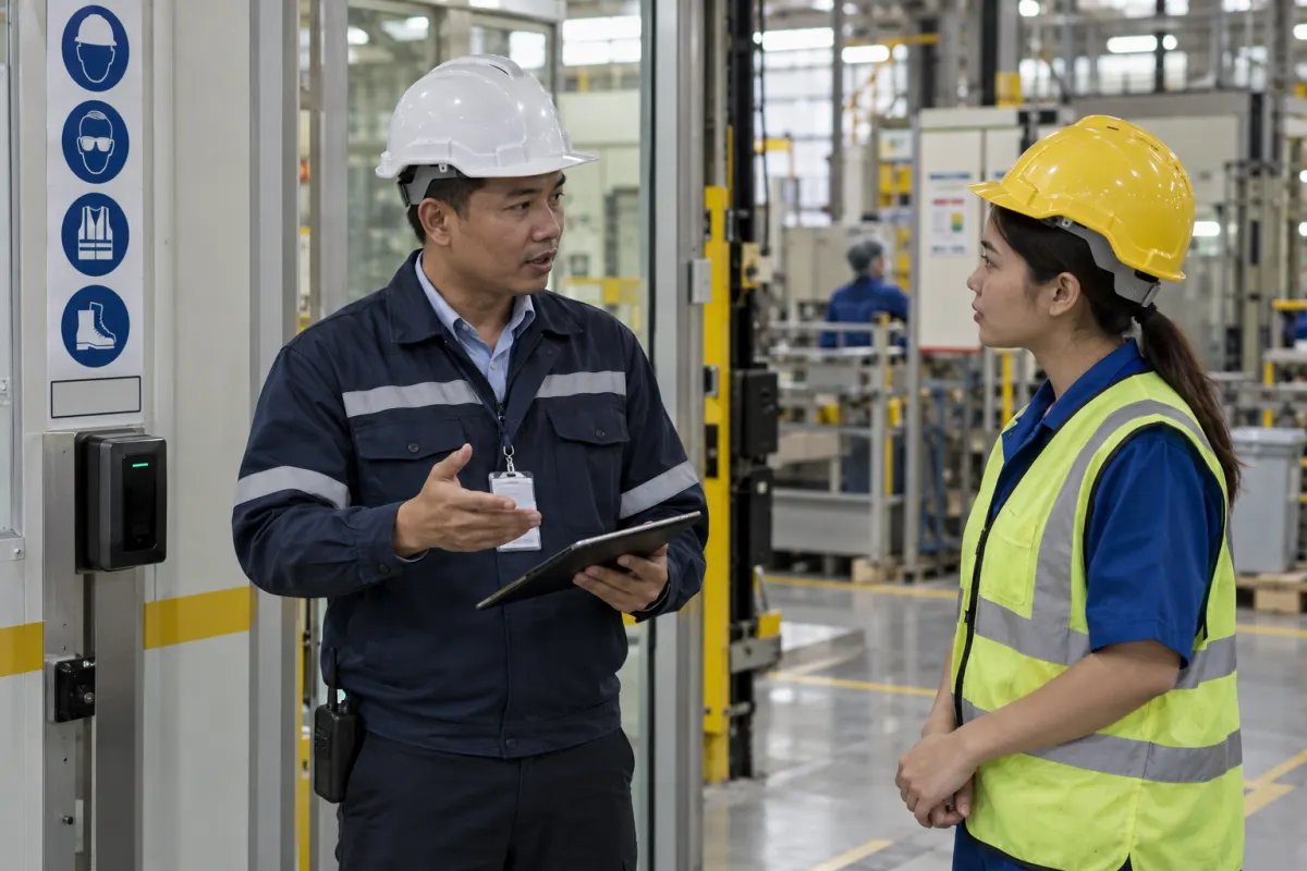 Access Control โรงงาน หัวหน้ากะตรวจสิทธิ์พื้นที่ผลิต