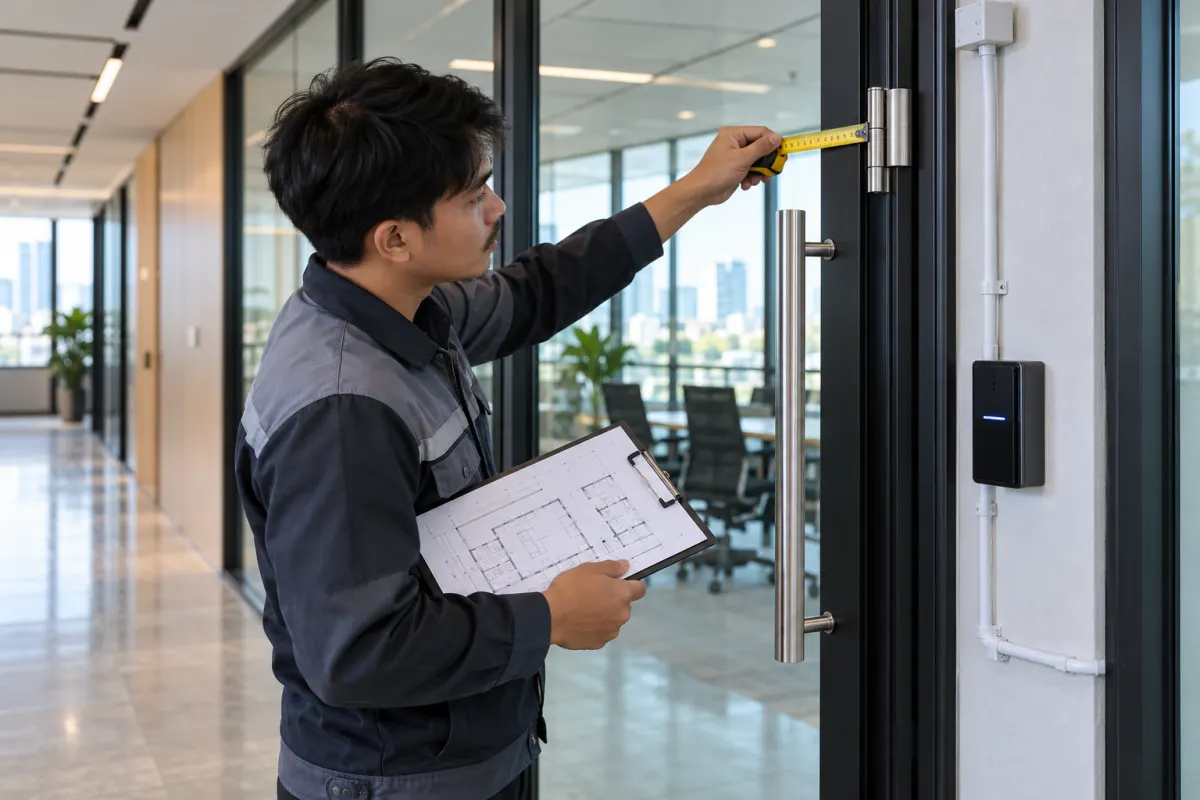 ติดตั้งระบบ Access Control วัดบานประตูและตำแหน่งเครื่องอ่าน