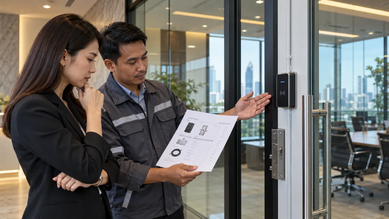 ติดตั้ง Access Control ประเมินค่าอุปกรณ์ที่ประตูสำนักงาน