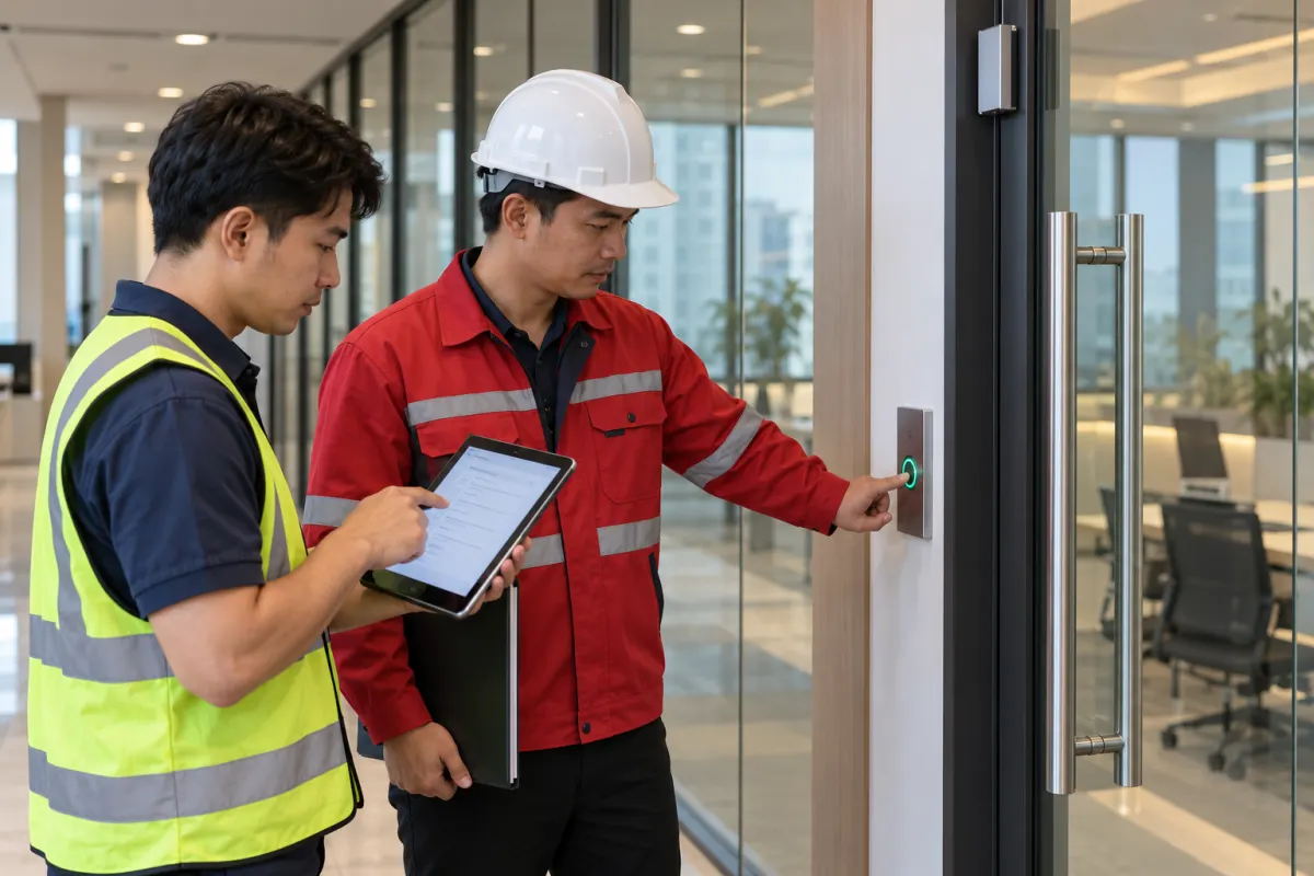 ติดตั้งระบบ Access Control ทดสอบปุ่มออกและตรวจรับงาน