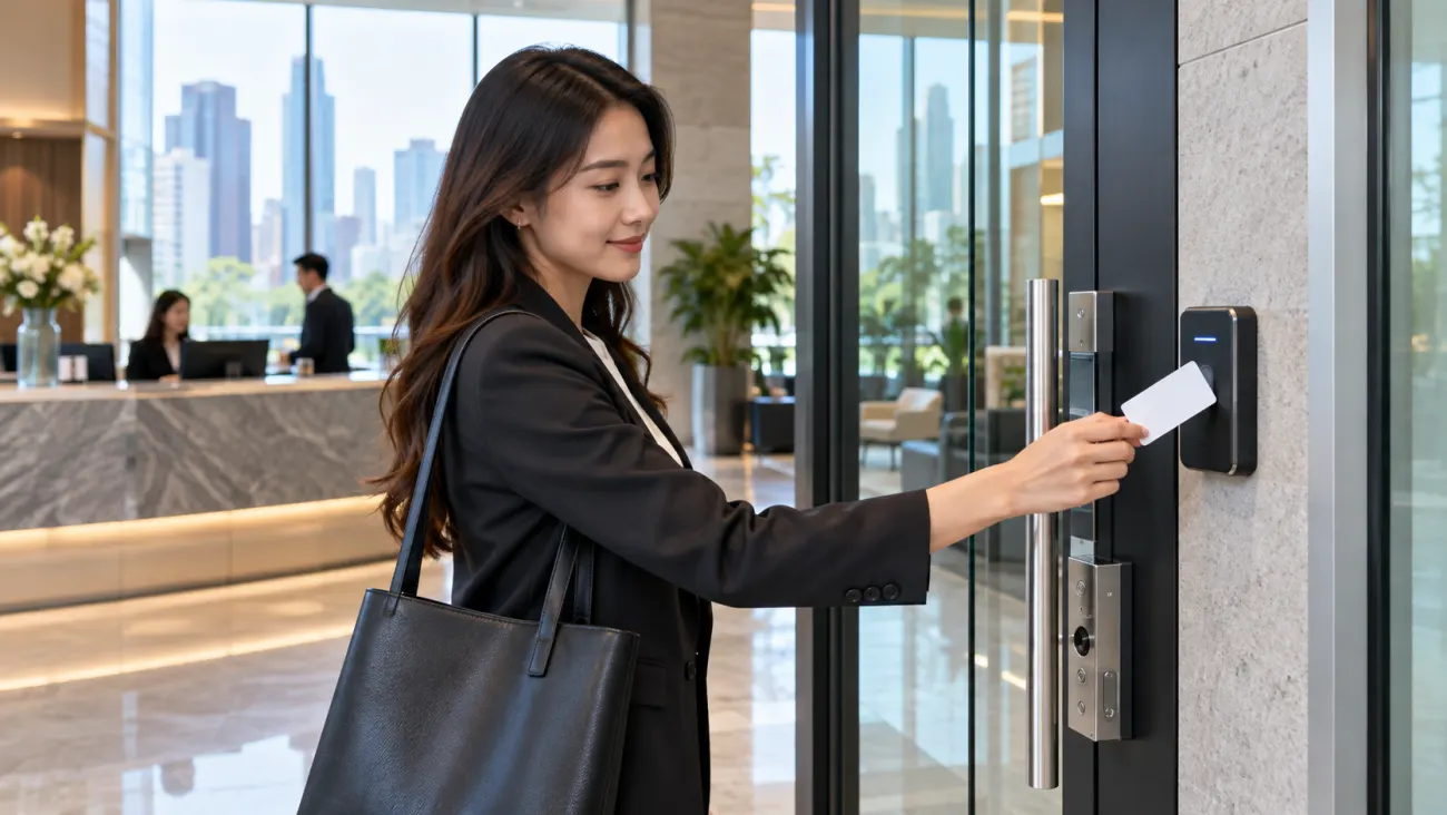 Access Control System ที่ประตูสำนักงาน พนักงานไทยใช้คีย์การ์ด