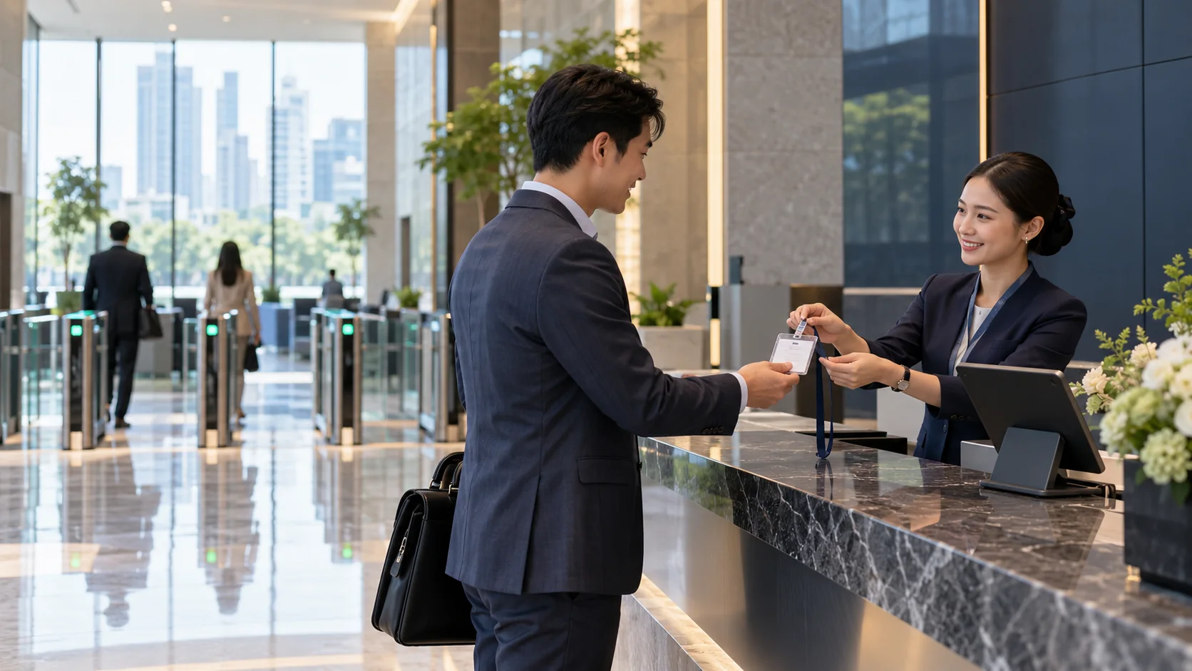 Access Control Visitor Management เจ้าหน้าที่ไทยออกบัตรผู้มาติดต่อ