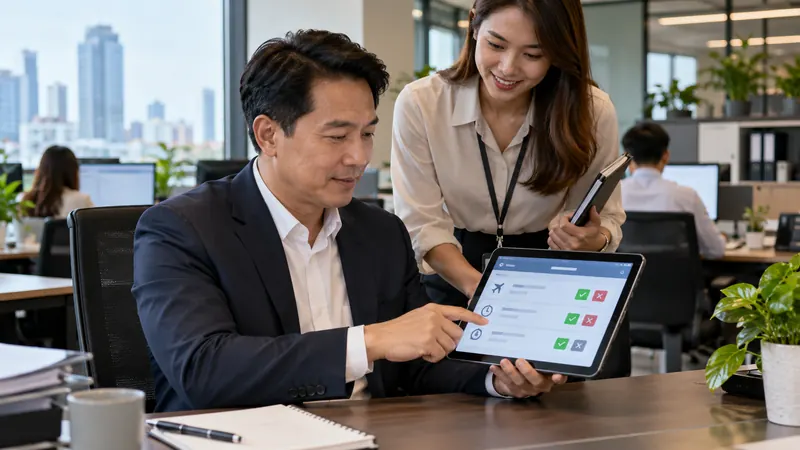 HR Workflow ภาพพนักงานและทีม HR ใช้ระบบในองค์กร