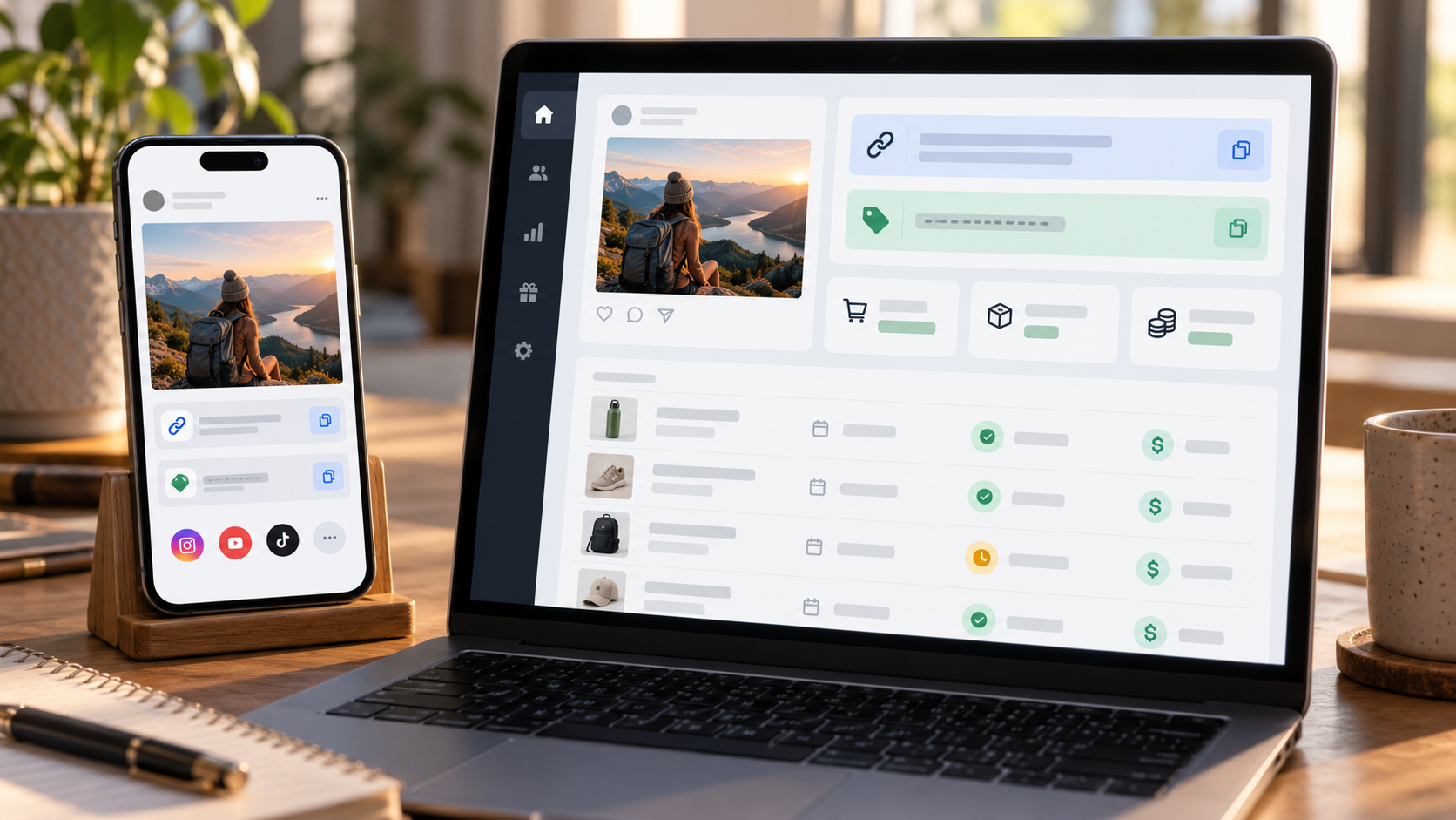 Workflow Influencer Affiliate เชื่อมโพสต์ ลิงก์ รหัสแนะนำ และยอดขาย