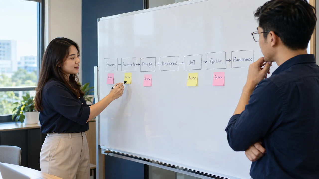 บริษัทพัฒนาระบบวิเคราะห์ Workflow และจุดตรวจของโครงการร่วมกับทีมธุรกิจ
