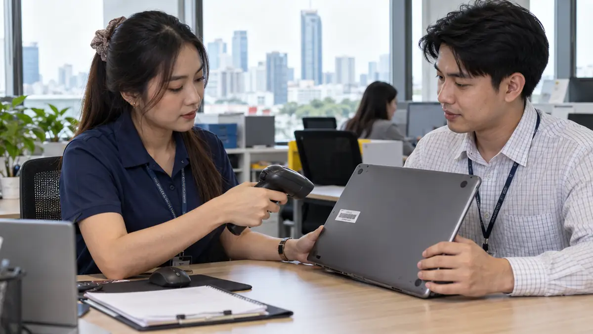 ระบบ Asset Management เจ้าหน้าที่ไทยสแกนทรัพย์สินและส่งมอบโน้ตบุ๊ก