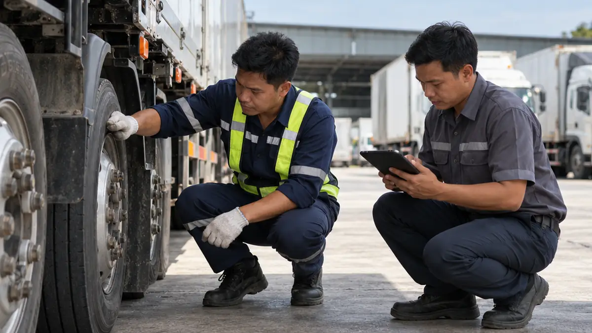 ระบบ Fleet Management คนขับชาวไทยตรวจสภาพรถก่อนออกงาน