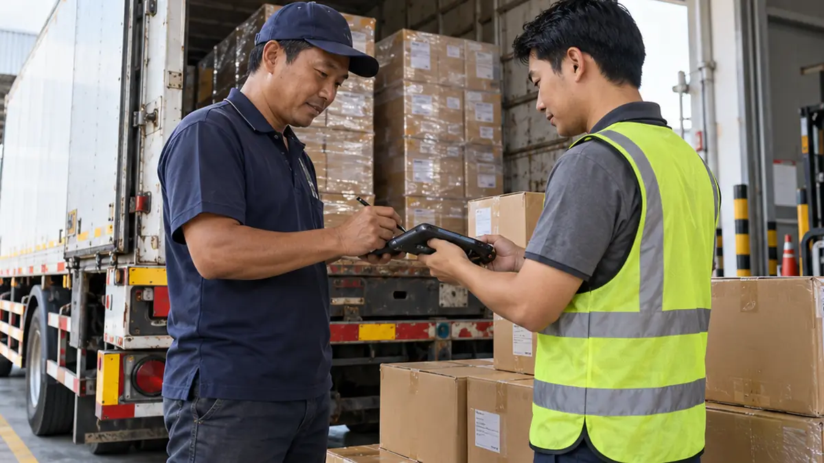 ระบบ TMS คนขับชาวไทยส่งมอบสินค้าและบันทึกหลักฐาน